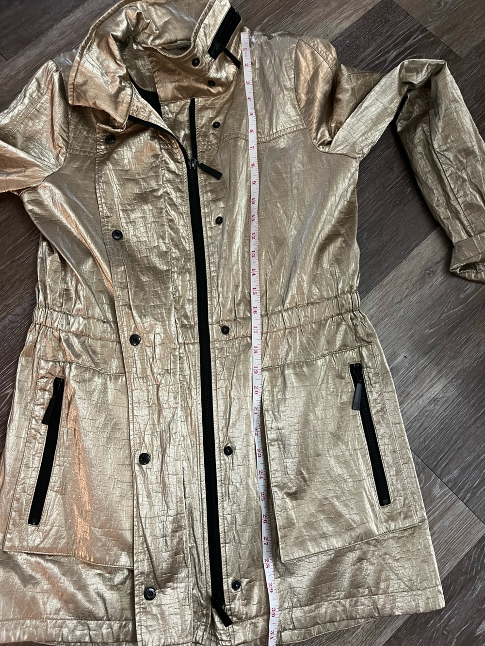 NIKKI JONES MONTREAL Metallic Gold Jacket Parka Coat | Size S Small - Picture 9 of 12
